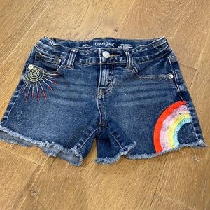 Cat & Jack Girls Size 7/8 Jean Distressed Shorts with Adjustable Waist